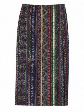 Printed Denim Maxi Skirt - Vintage USA